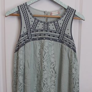 Mint Green Embroidered and Lace Shift Dress